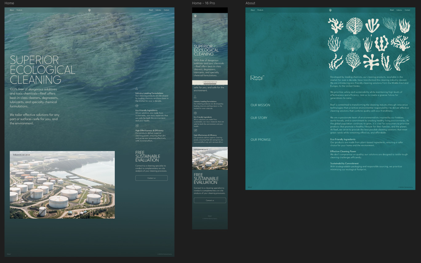 Reef Cleaning Company — Figma design